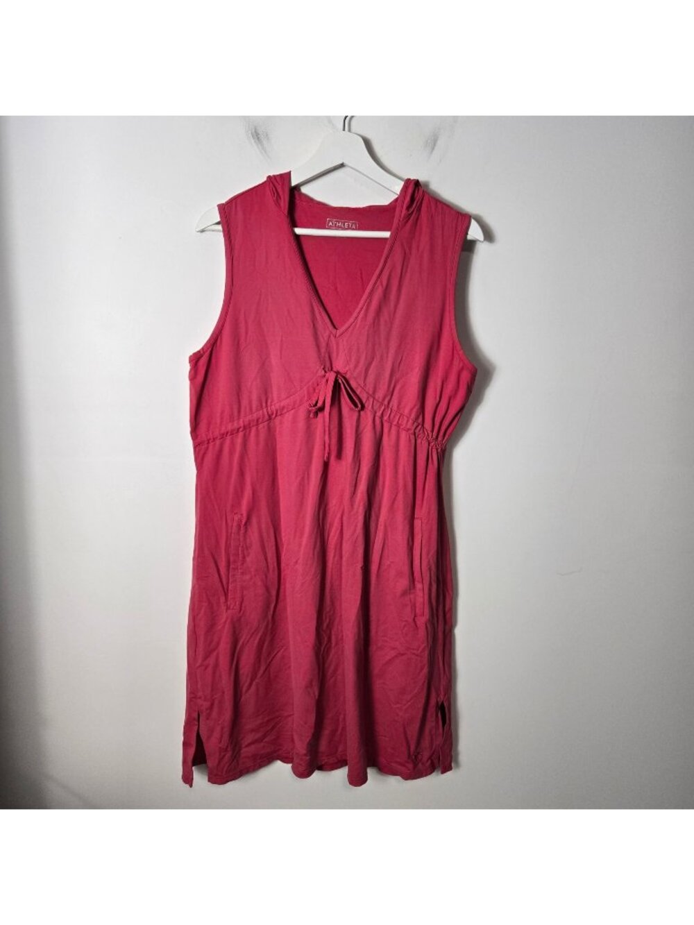 Athleta Size L Sleeveless Hooded Drawstring Performance Athletic Dress Pink